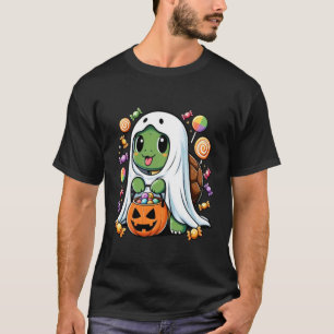 Camiseta Tartaruga Fantasma Fofa com Doces Halloween Divert