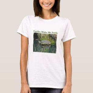 Camiseta Tartaruga Faz-Me Sorrir Um Lago Verde Relaxado