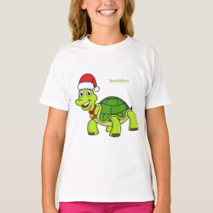Camiseta Tartaruga feliz bonita vestindo chapéu de Papai N