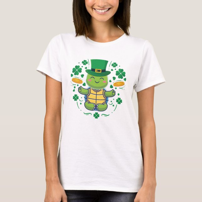 Camiseta Tartaruga fofa Dia de São Patrício (Frente)