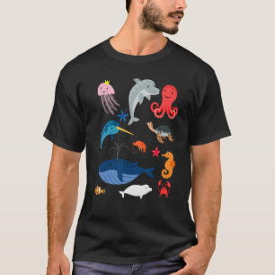 Camiseta Tartaruga Golfinho Água-viva Baleia Peixes Para Cr