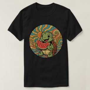 Camiseta Tartaruga Groovy Comendo Melancia - Vibrações de V