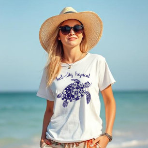 Camiseta Tartaruga Havaiana Turt ally Tropical Dark Blue