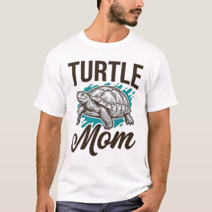 Camiseta Tartaruga Mãe Desenho Vetorial de Gravura Vintage_