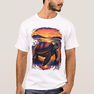 Camiseta Tartaruga Mar Oceano Praia Tropical Praia Pôr do S