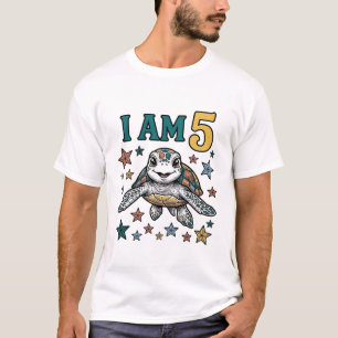 Camiseta Tartaruga Marinha 5º Aniversário Design de Gravura