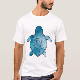 Camiseta Tartaruga Marinha aquarela azul