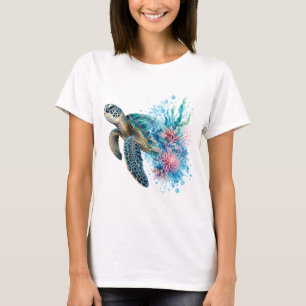 Camiseta Tartaruga Marinha Aquarela PNG Design Oceano Coste