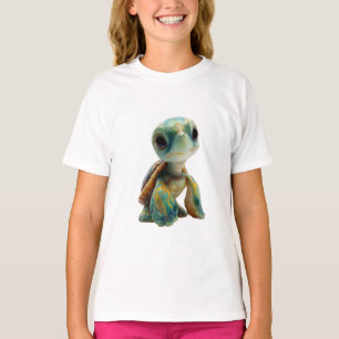 Camiseta Tartaruga Marinha Azul Pequena Exploradora Criança