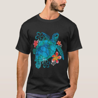Camiseta Tartaruga marinha com menina de flores