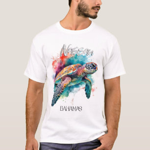 Camiseta Tartaruga Marinha das Bahamas Bandeira Bahamiana P