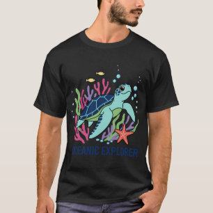 Camiseta Tartaruga Marinha de Desenho Animado Divertida Exp