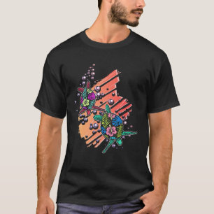 Camiseta Tartaruga Marinha Floral Havaiana Oceano Vida Mari