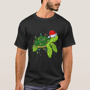 Camiseta Tartaruga marinha Luzes de Natal Engraçadas Feliz