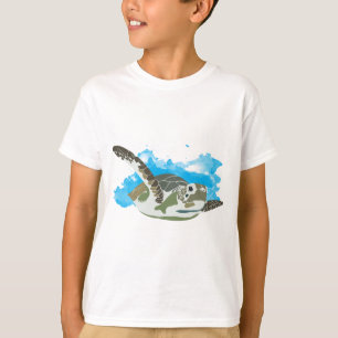 Camiseta Tartaruga marinha Nadando Design de Aquarela