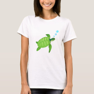 Camiseta Tartaruga marinha nadando verde