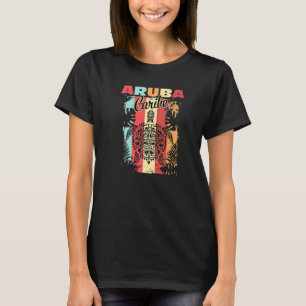 Camiseta Tartaruga Marinha Retro Aruba Caribe Férias em Fam
