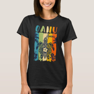 Camiseta Tartaruga Marinha Retro Oahu Havaí Férias Família