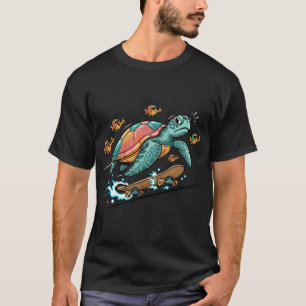 Camiseta Tartaruga Marinha Skater Radical Cartoon