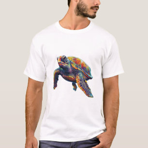 Camiseta Tartaruga marinha subaquática colorida sonhadora l