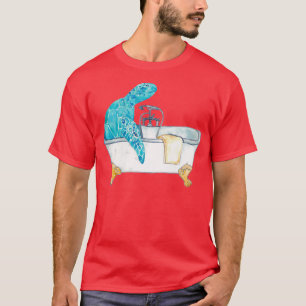 Camiseta Tartaruga marinha tomando banho aquarela