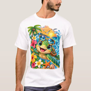 Camiseta Tartaruga Marinha Tropical Feliz