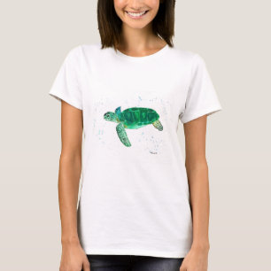 Camiseta Tartaruga marinha verde aquarela oceano tropical c