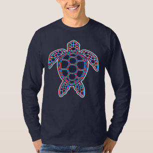 Camiseta Tartaruga Marinha Vermelha E Azul Anaglyfe 3D Efei
