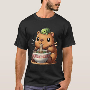 Camiseta Tartaruga Na Cabeça Capivara Ramen Kawaii Capivara