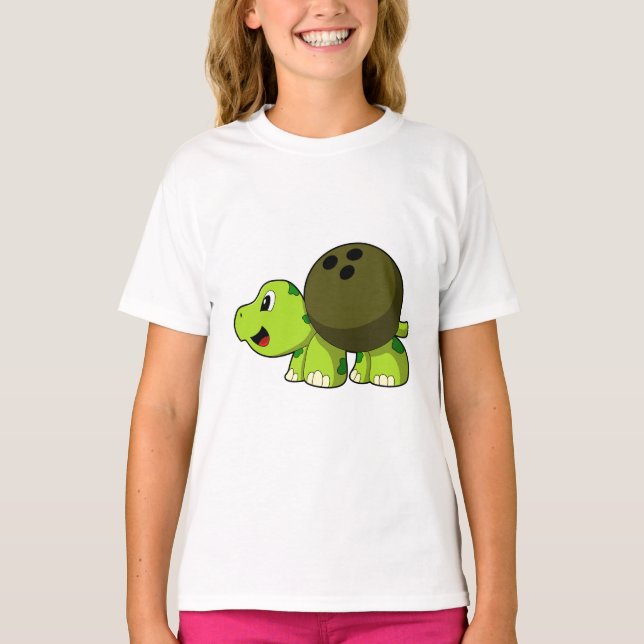 Camiseta Tartaruga no boliche com bola de boliche (Frente)