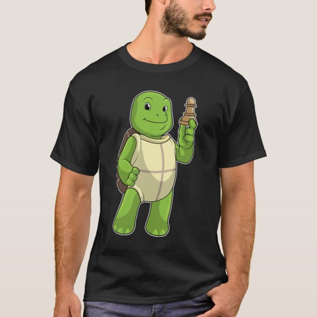 Camiseta Tartaruga no xadrez com peão de xadrez (Frente)