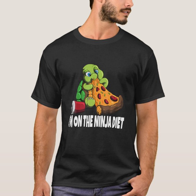 Camiseta Tartaruga numa dieta come pizza Estou na dieta Nin (Frente)
