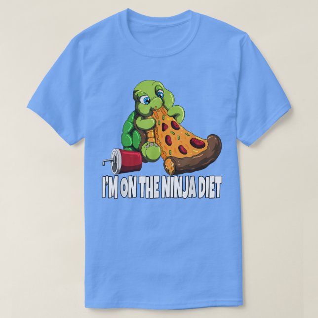 Camiseta Tartaruga numa dieta come pizza Estou na dieta Nin (Frente do Design)