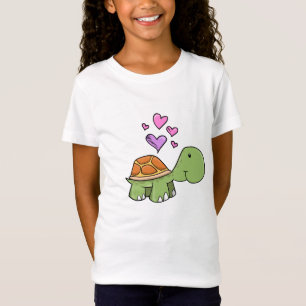 Camiseta Tartaruga pequena bonito com o t-shirt do coraçã