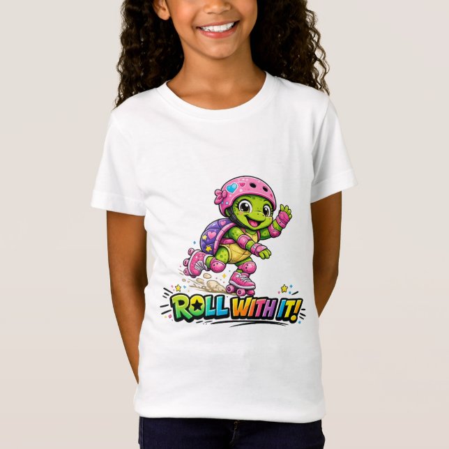 Camiseta Tartaruga Roler Com Ele crianças (Frente)