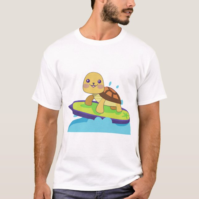 Camiseta Tartaruga sobre prancha de surfe (Frente)
