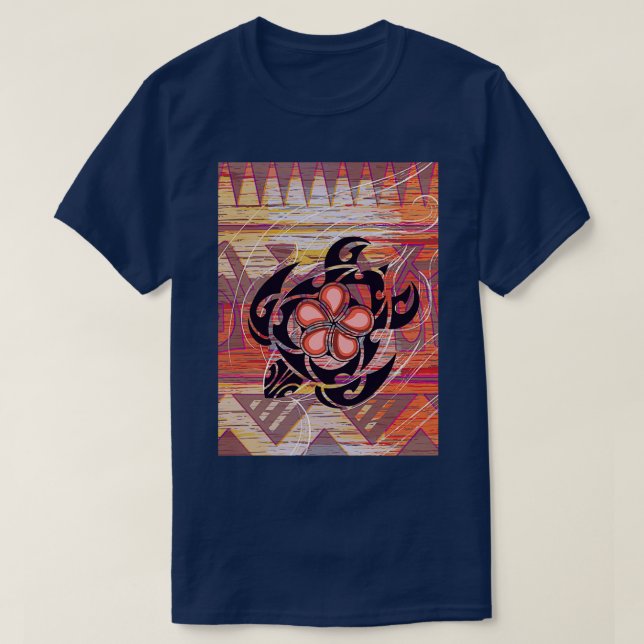 Camiseta Tartaruga Tribal da Polinésia Havaiana (Frente do Design)