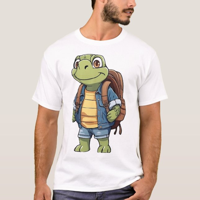 Camiseta Tartaruga Usando Mochila (Frente)