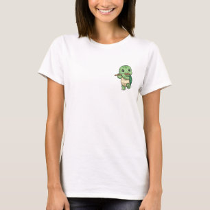 Camiseta Tartaruga Verde Feliz Tocando Instrumento Flauta d
