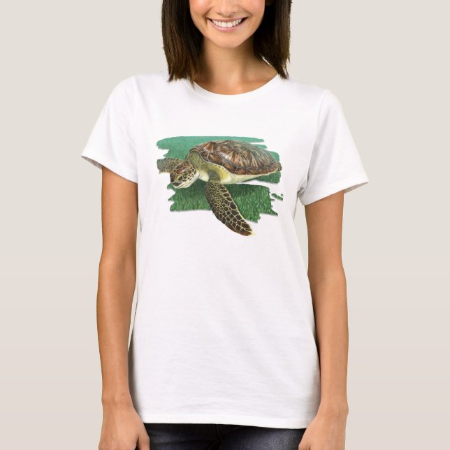 Camiseta Tartaruga verde no t-shirt do habitat (Frente)