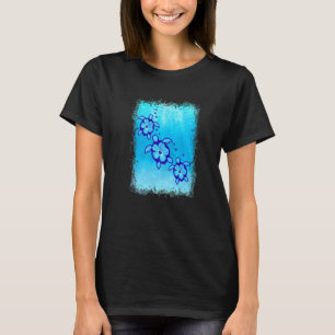 Camiseta Tartarugas do Mar de Honu-Cuz-Azul Hawaii Hibiscus