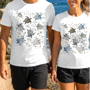 Camiseta Tartarugas Marinhas de Mármore Líquido Padrão Ocea