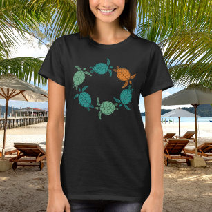 Camiseta Tartarugas marinhas verdes minimalistas nadando no