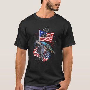 Camiseta Tartarugas Marítimas 4 De Julho Americanas Flag Pa