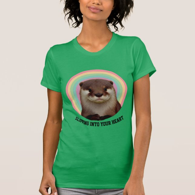 Camiseta Tarte,Cute Rainbow Otter Vibes T-Shirt (Frente)