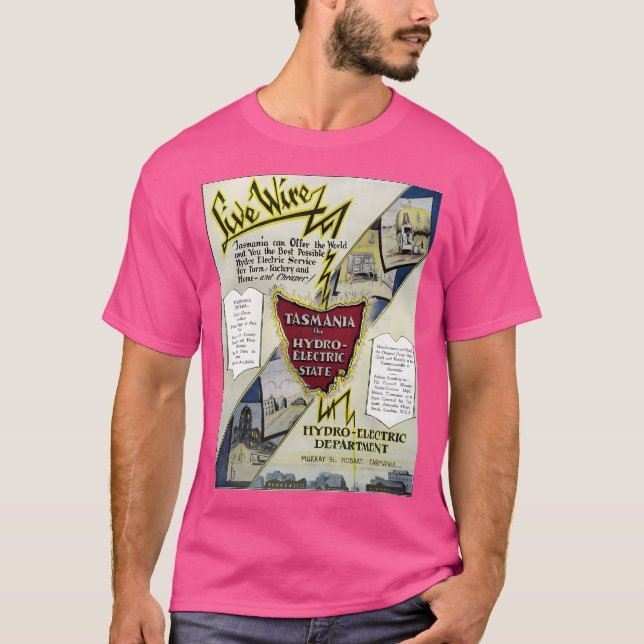 Camiseta Tasmânia 1929. Energia Hídrica Do Bas De Montanhas (Frente)