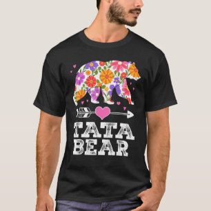 Camiseta Tata Bear Floral Dia da Mãe Correspondente à Famíl