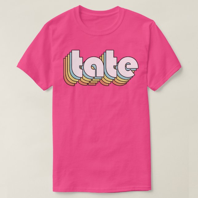 Camiseta Tate Retro Rainbow Tipografia Estilo Desvanecido (Frente do Design)