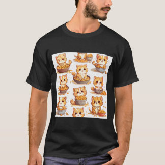 Camiseta Tater tot cats jogando em tigelas de torta