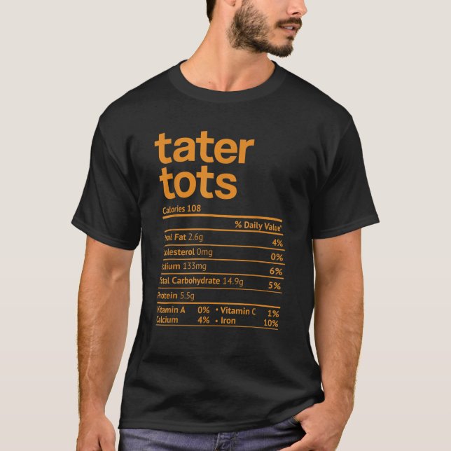 Camiseta Tater Tots Nutrition Fatos Engraçados Ação de Graç (Frente)